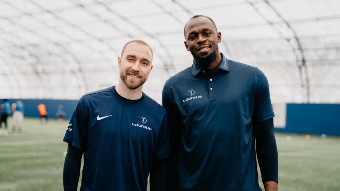 Usain Bolt et Christian Eriksen réunis pour une visite Laureus Sport for Good à Manchester